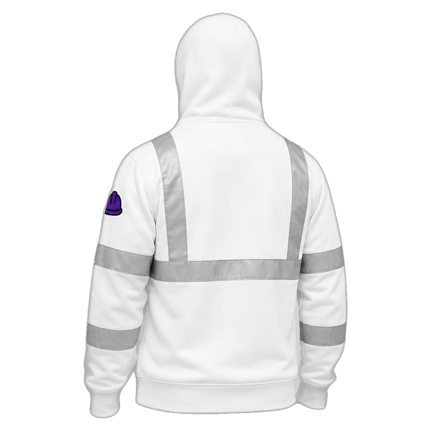 Crohn's Crew workwear hoodie white back transparent product photo