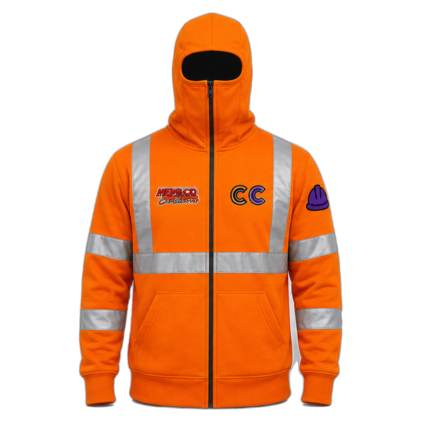 Crohn's Crew workwear hoodie orange front transparent product photo
