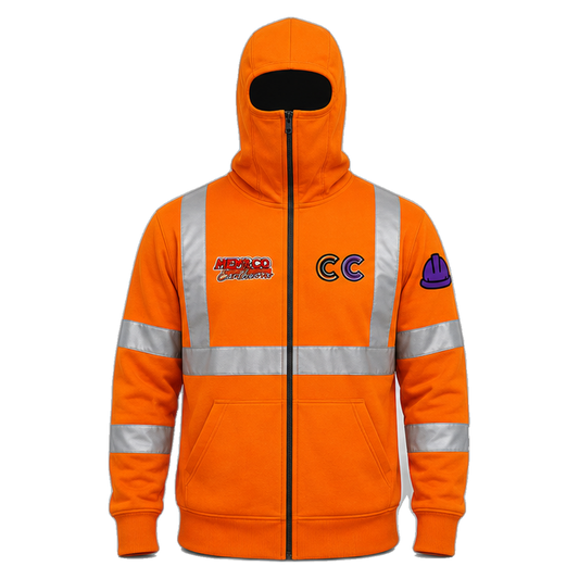 Crohn's Crew workwear hoodie orange front transparent product photo