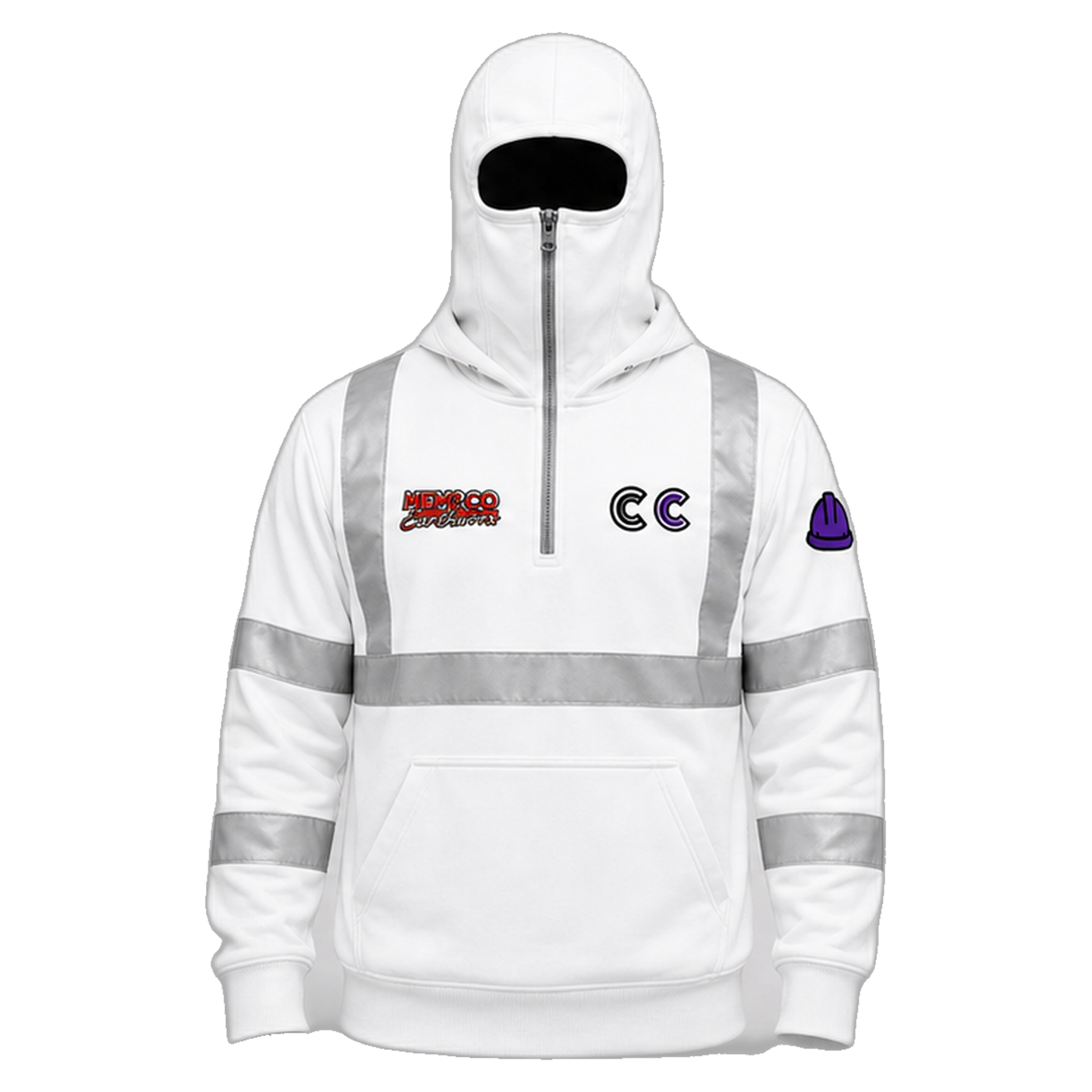 Crohn's Crew workwear hoodie white front transparent product photo